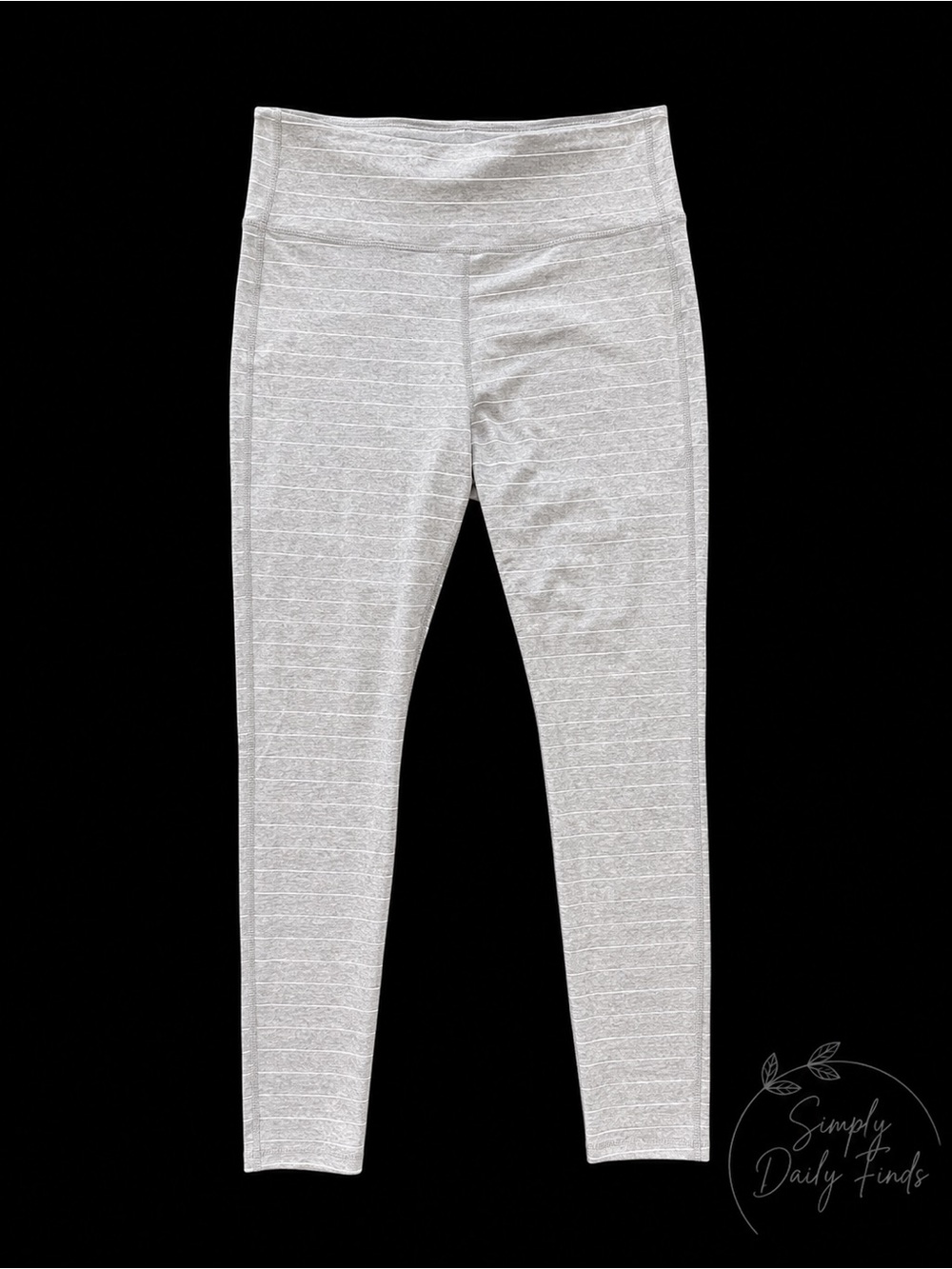 Athleta Gray White Stripe High Rise Leggings Size large